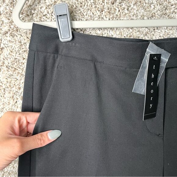 Theory Pants Women’s 6 Ibbey C Black Fostered Cropped Dress Pants NWT - Picture 2 of 10